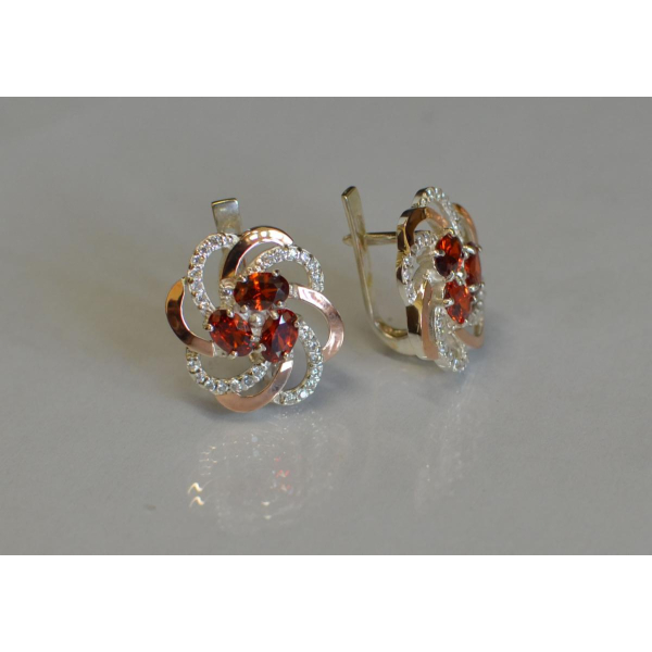 Серьги серебряные с золотыми напайками (083с)