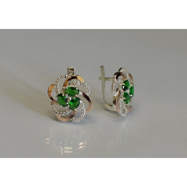 Серьги серебряные с золотыми напайками (083с)