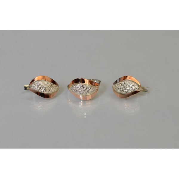 Серебряный комплект с золотыми вставками (084)