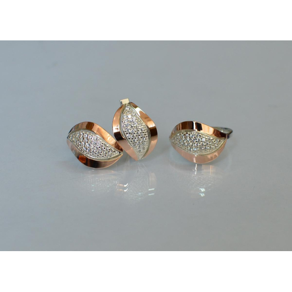 Серебряный комплект с золотыми вставками (084)