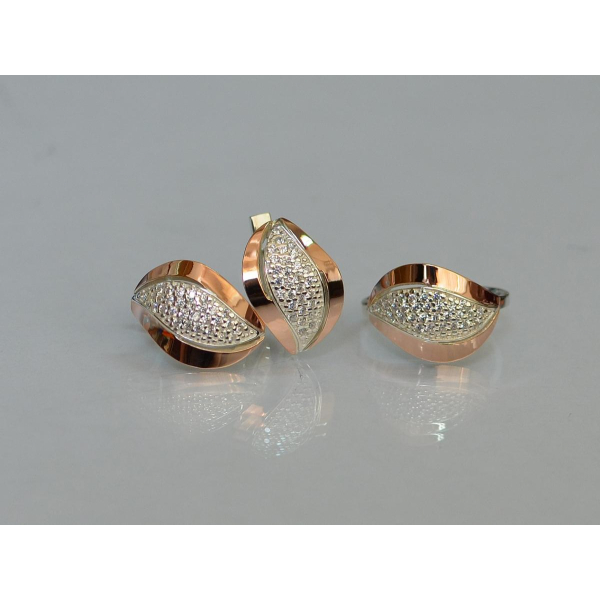 Серебряный комплект с золотыми вставками (084)