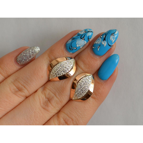 Серьги серебряные с золотыми вставками (084с)