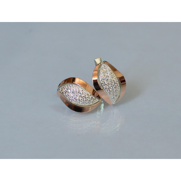 Серьги серебряные с золотыми вставками (084с)