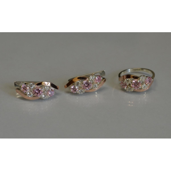 Комплект серебряный с золотыми вставками (085)