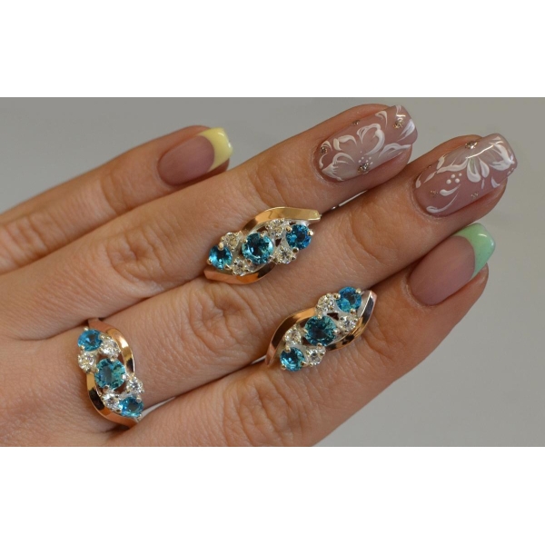 Комплект серебряный с золотыми вставками (085)