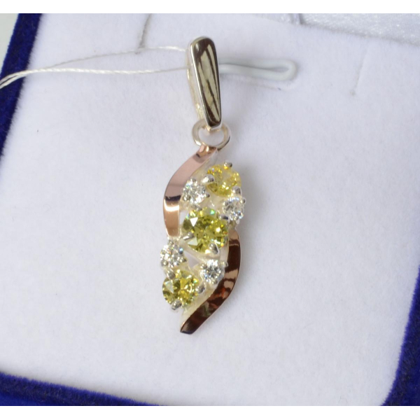 Серебряная подвеска с золотими вставками (085п)