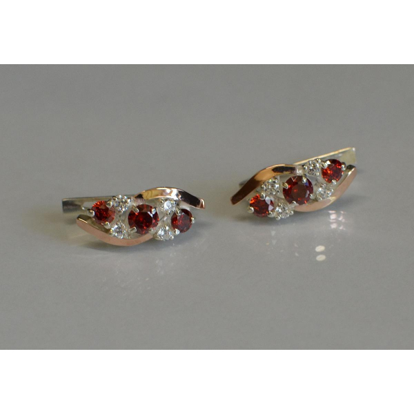 Серьги серебряные с золотыми вставками (085с)