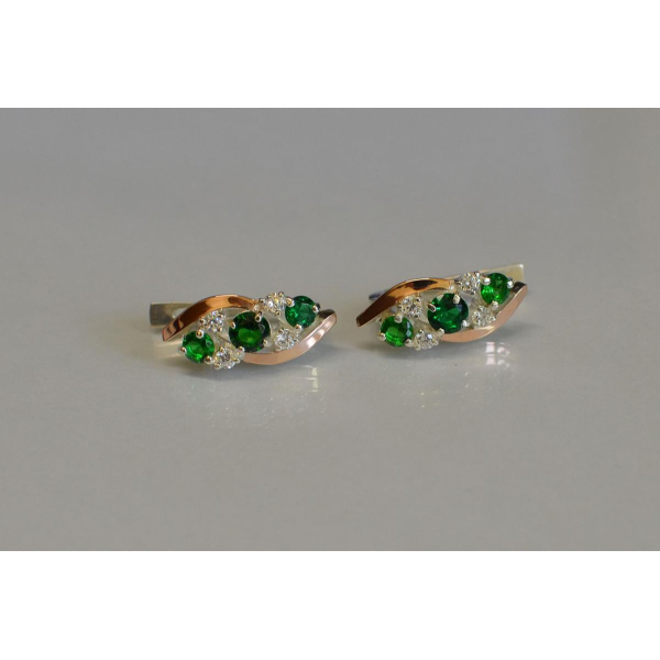 Серьги серебряные с золотыми вставками (085с)