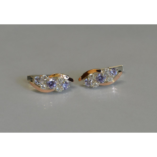 Серьги серебряные с золотыми вставками (085с)