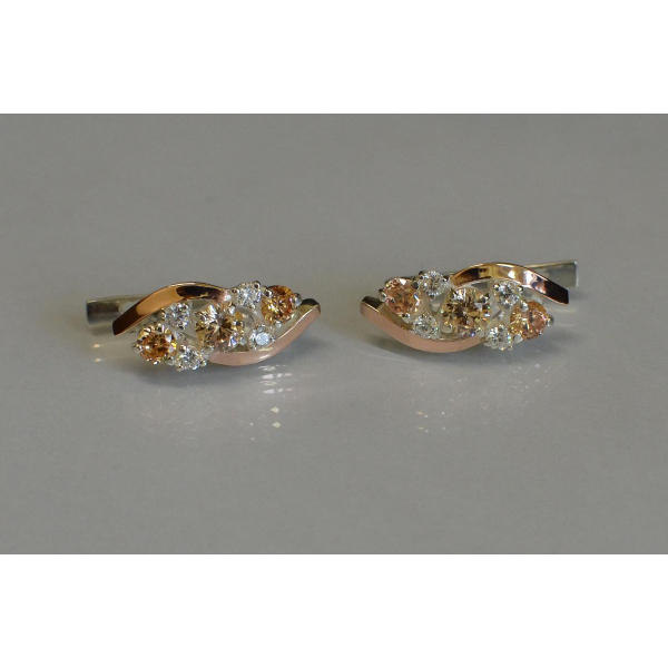 Серьги серебряные с золотыми вставками (085с)