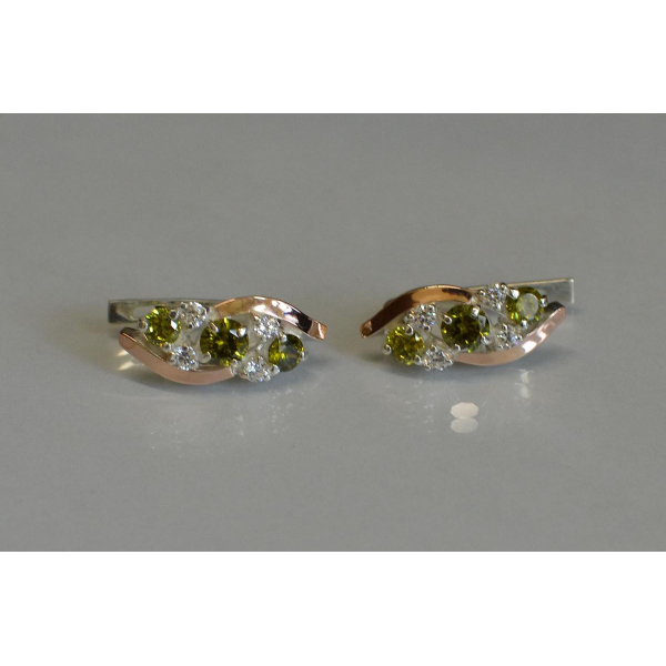 Серьги серебряные с золотыми вставками (085с)