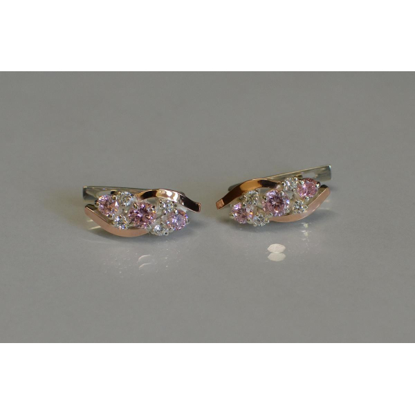 Серьги серебряные с золотыми вставками (085с)