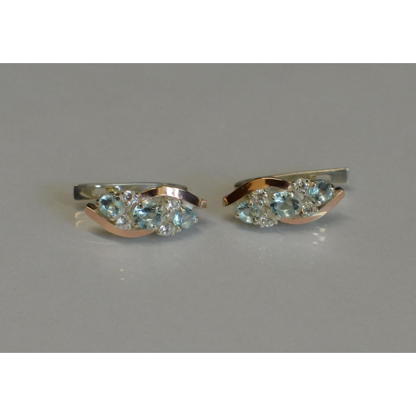 Серьги серебряные с золотыми вставками (085с)