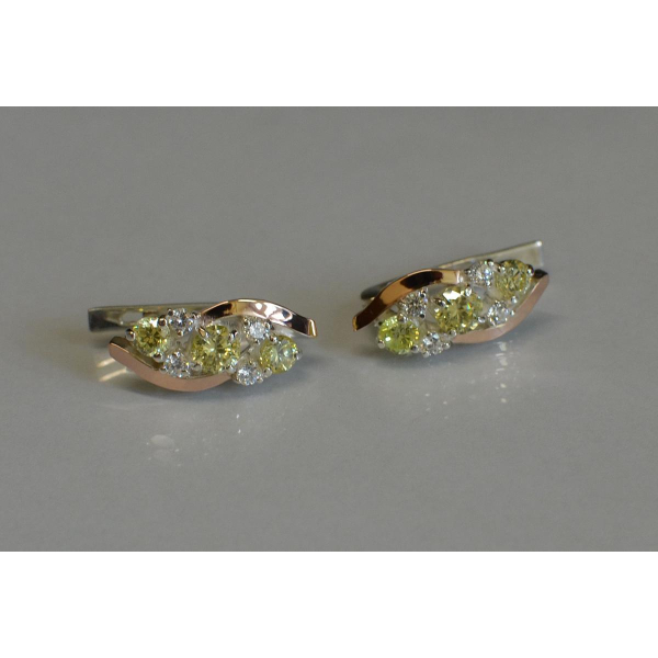 Серьги серебряные с золотыми вставками (085с)