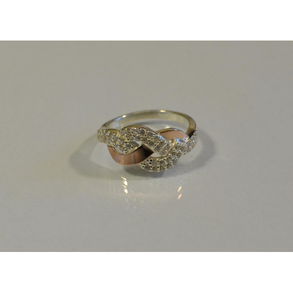 Кольцо серебряное с золотыми напайками (086к)