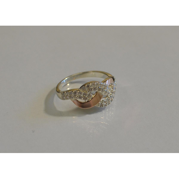 Кольцо серебряное с золотыми напайками (086к)