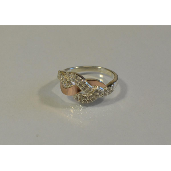 Кольцо серебряное с золотыми напайками (086к)