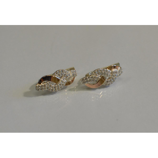 Серьги серебряные с золотыми напайками (086с)