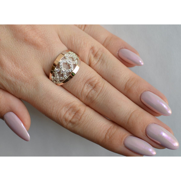 Кольцо серебро с золотом (087к)