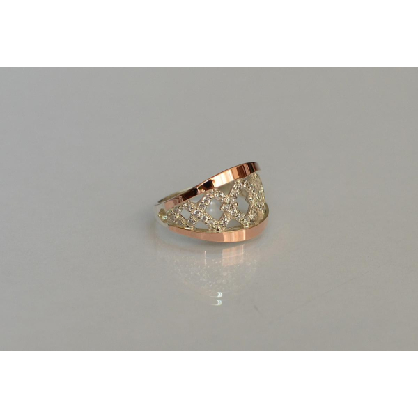 Кольцо серебро с золотом (087к)