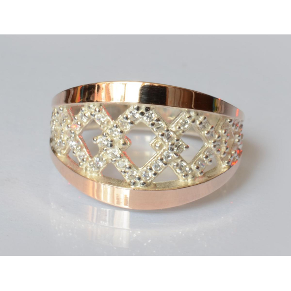 Кольцо серебро с золотом (087к)