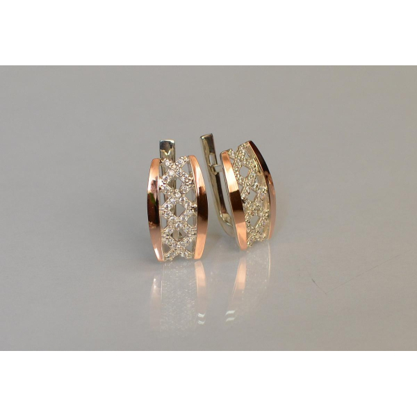 Серьги серебро с золотом (087с)