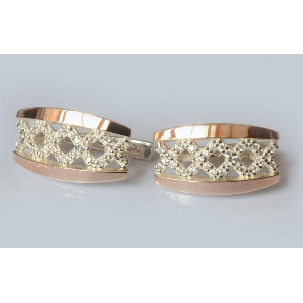 Серьги серебро с золотом (087с)