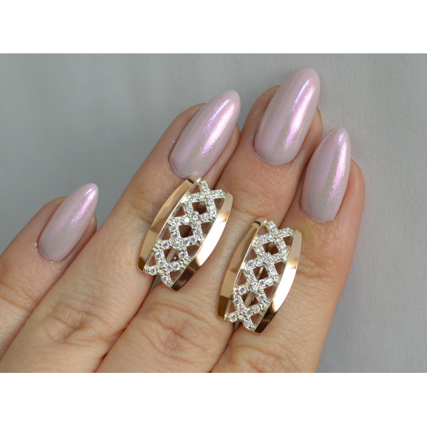 Серьги серебро с золотом (087с)