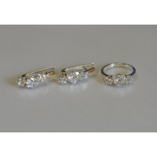 Серебряный гарнитур с золотыми вставками (088)