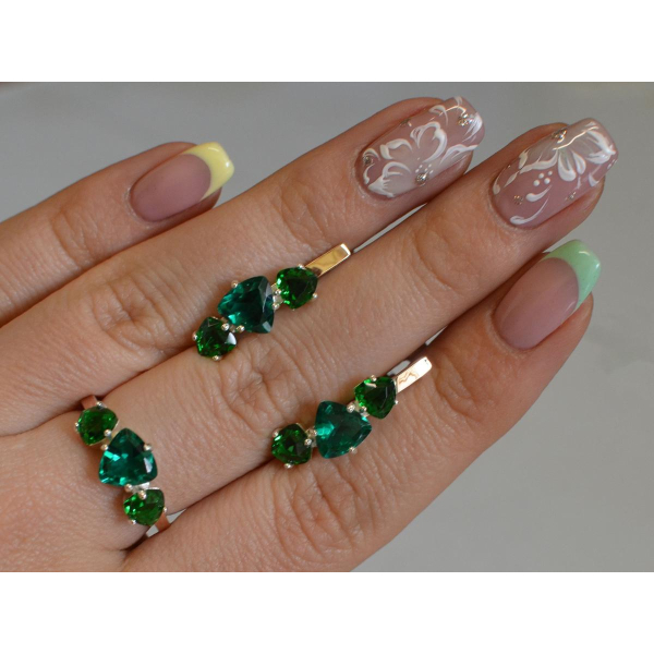 Серебряный гарнитур с золотыми вставками (088)