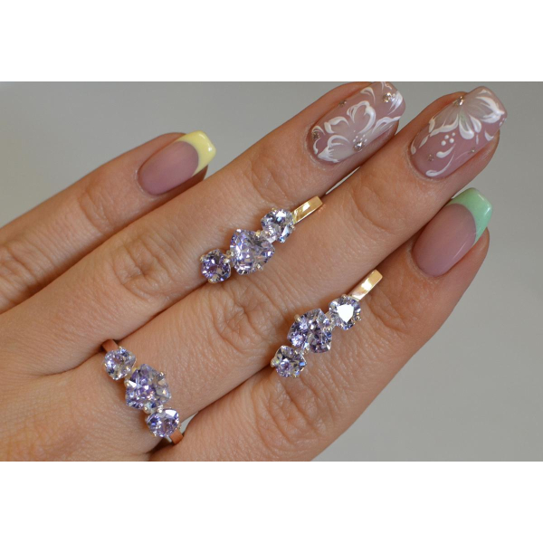 Серебряный гарнитур с золотыми вставками (088)