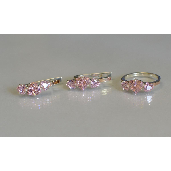 Серебряный гарнитур с золотыми вставками (088)