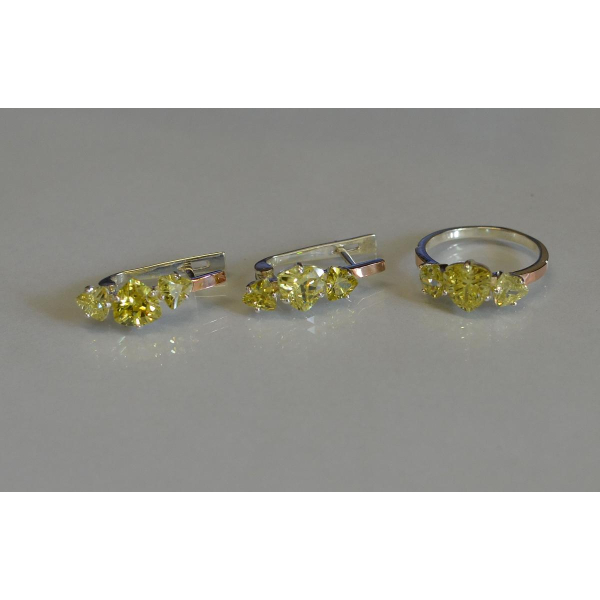 Серебряный гарнитур с золотыми вставками (088)