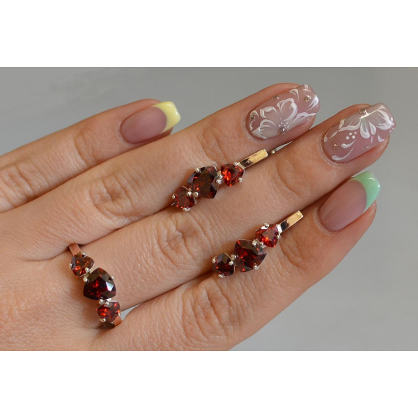 Серебряный гарнитур с золотыми вставками (088)