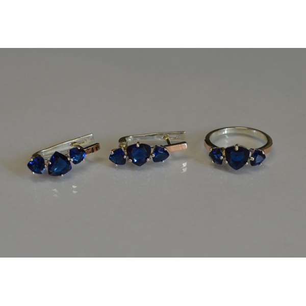 Серебряный гарнитур с золотыми вставками (088)