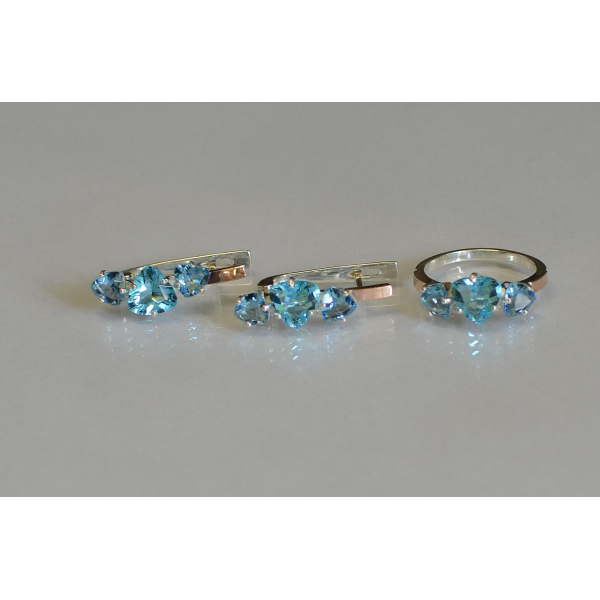 Серебряный гарнитур с золотыми вставками (088)