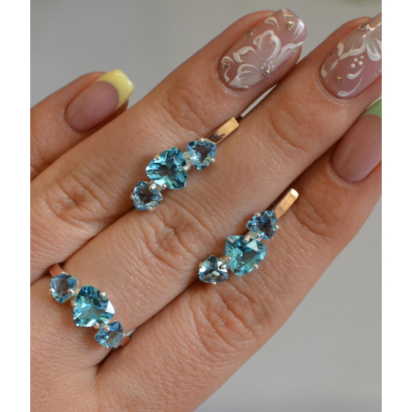 Серебряный гарнитур с золотыми вставками (088)