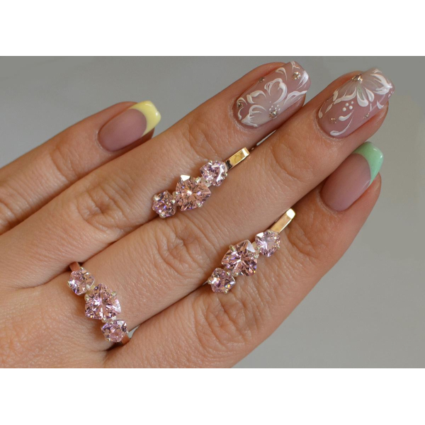 Серебряный гарнитур с золотыми вставками (088)