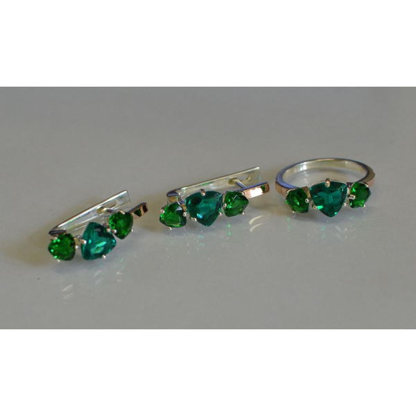 Серебряный гарнитур с золотыми вставками (088)