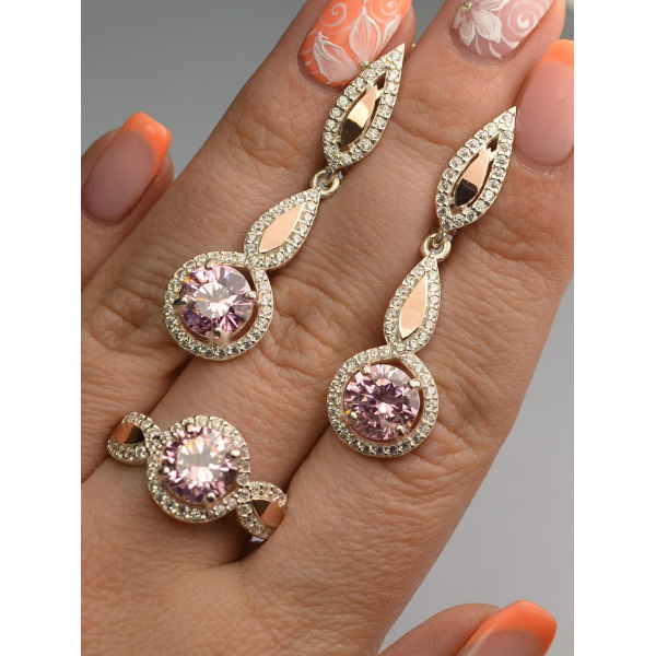 Серебряный комплект с золотыми пластинками (089)