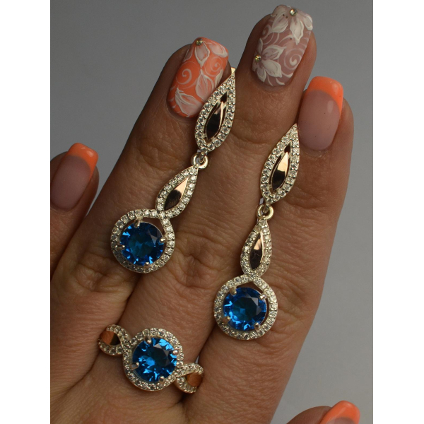 Серебряный комплект с золотыми пластинками (089)