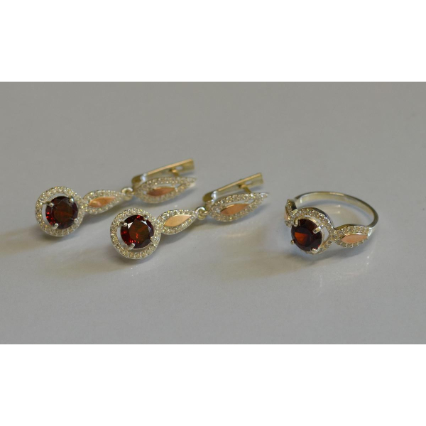 Серебряный комплект с золотыми пластинками (089)