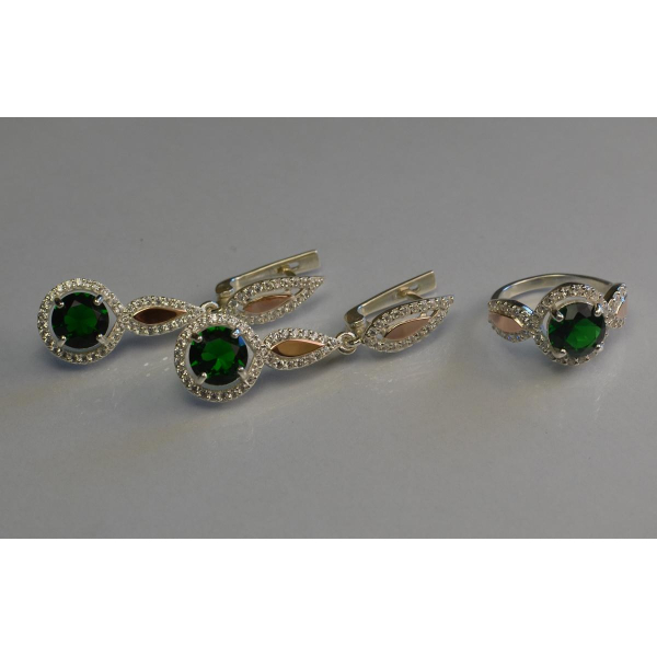 Серебряный комплект с золотыми пластинками (089)