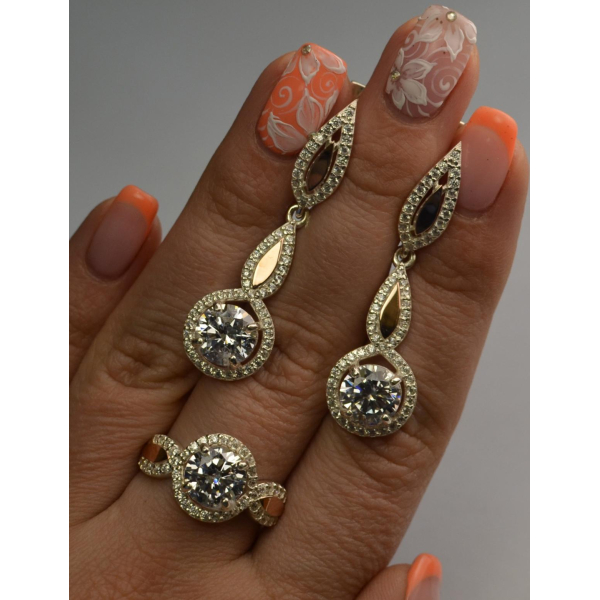 Серебряный комплект с золотыми пластинками (089)