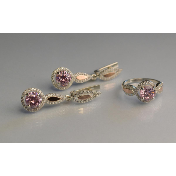 Серебряный комплект с золотыми пластинками (089)