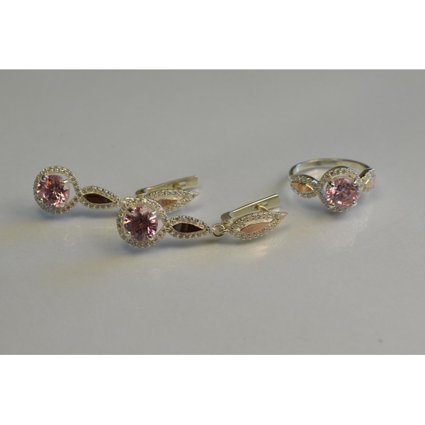 Серебряный комплект с золотыми пластинками (089)