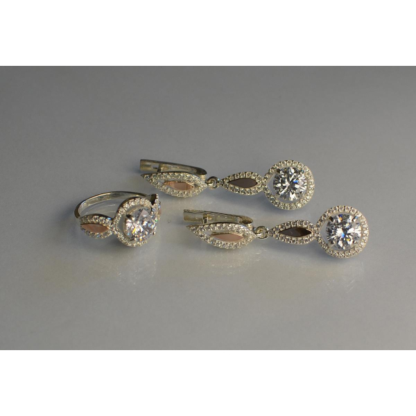 Серебряный комплект с золотыми пластинками (089)