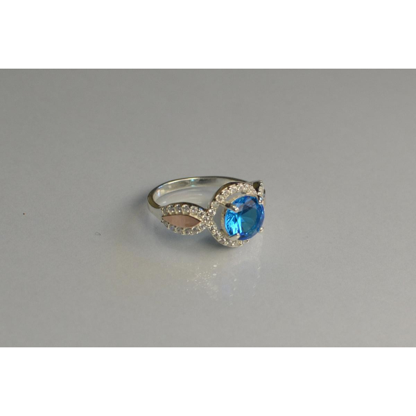 Серебряное кольцо с золотыми пластинками (089к)