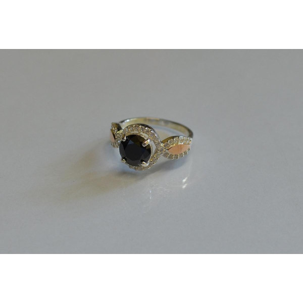 Серебряное кольцо с золотыми пластинками (089к)