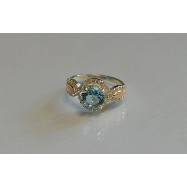 Серебряное кольцо с золотыми пластинками (089к)